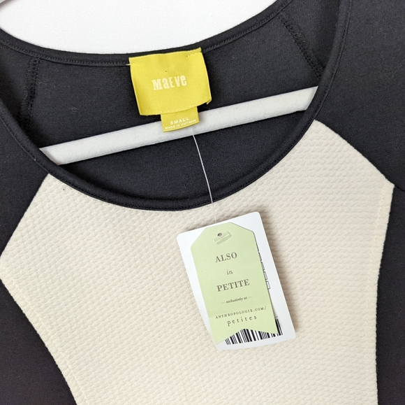 NEW ANTHROPOLOGIE Maeve sz.S Corby Shift  Black Motif Colorblock Panel Dress - Picture 7 of 12